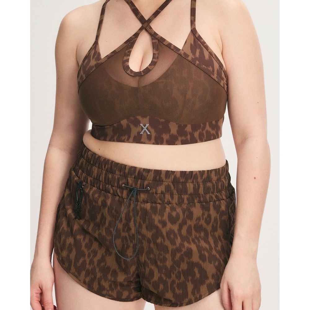 Savage X Fenty Womens Leopard Print Sport shorts Brown Animal Print